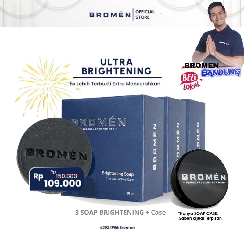 BROMEN 3 PCS BRIGHTENING SOAP Perawatan Mencerahkan Muka Pria Kusam Berminyak Pencerah Berjerawat 1
