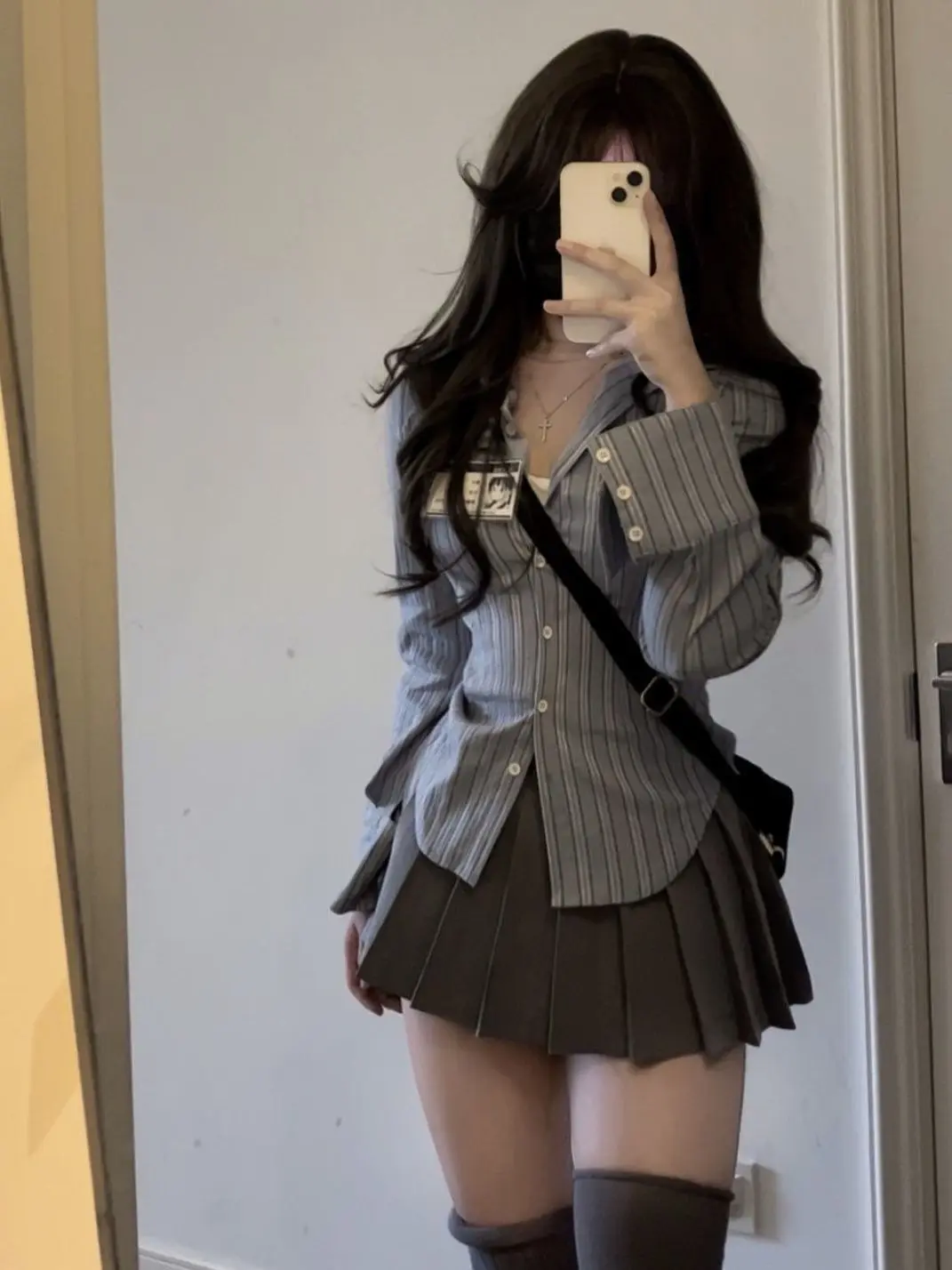Áo Sơ Mi Nữ Hot Girl, Phong Cách Ins Mới, Áo Sọc Dài Tay, Bộ Váy Xếp Ly, Quần Áo Nữ, Bán Chạy