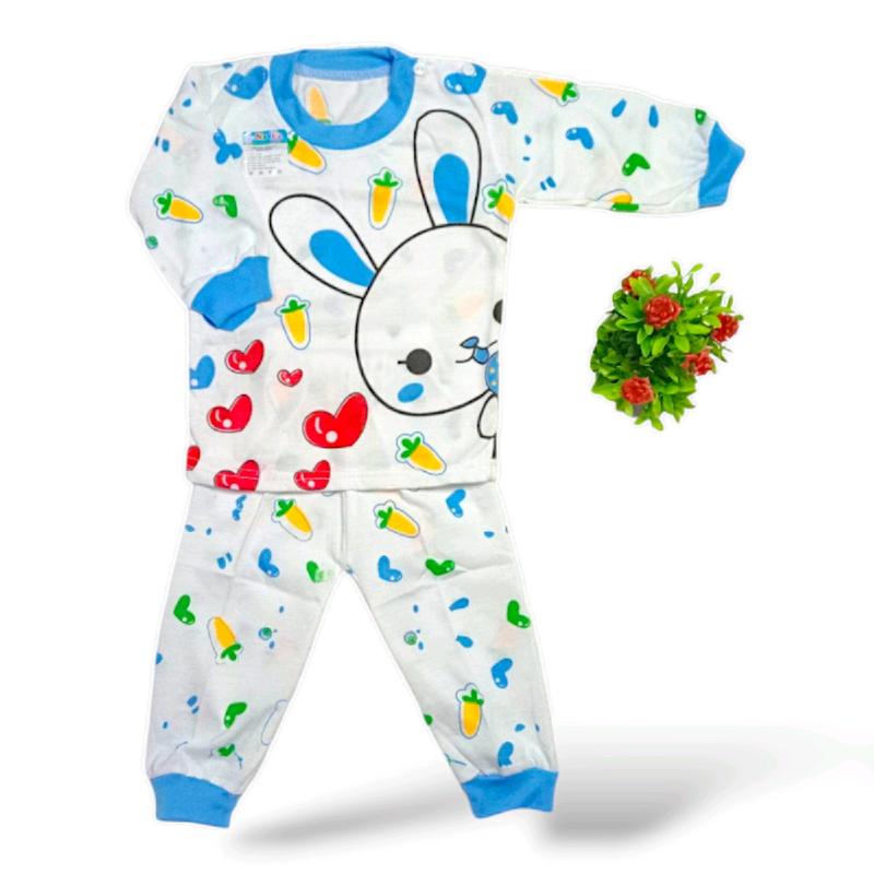 Setelan baju bayi 1pcs/Paket 3Pcs Perempuan Lengan Panjang Motif Kelinci/  Setelan Baju Celana - Katun Lembut Perempuan Fashion Anak Biru Pink 4