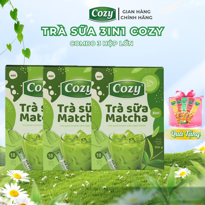  Trà Sữa Matcha Hòa Tan 3in1 Cozy  18 gói x 17gr  -Chuẩn Vị Trà Sữa Cozy Matcha 