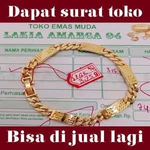tebus murah gelang tangan emas muda motif plat rantai dapat surat toko