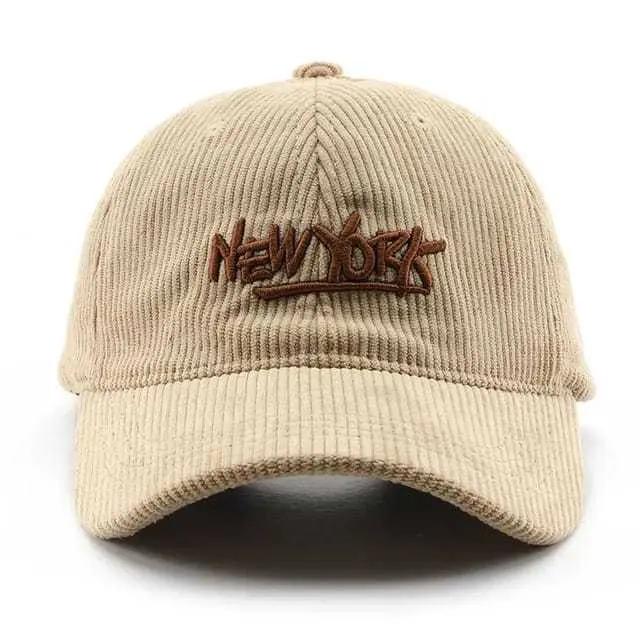 TOPI CORDUROY BASEBALL CAPS BORDIR NEW YORK TOPI PRIA DAN WANITA