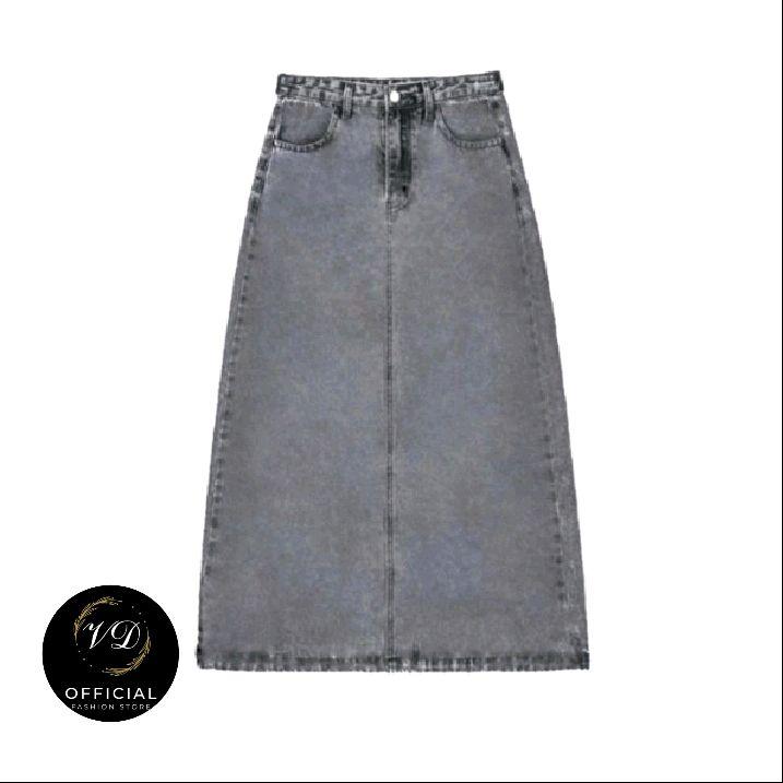 Rok Jeans Highwaist A- Line panjang 7/8 - Basic Skrit Jeans 780 || Rok Jeans Wanita Korean Style cantik 0