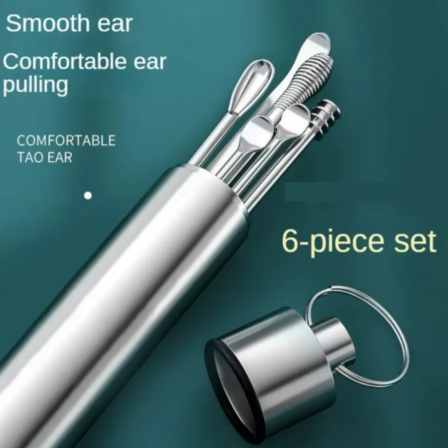 6 Pcs Ear Pick Earwax Removal Kit Stainless Steel Ear Cleansing Tool Set Ear Curette Ear Wax Remover Tool with Storage Box
