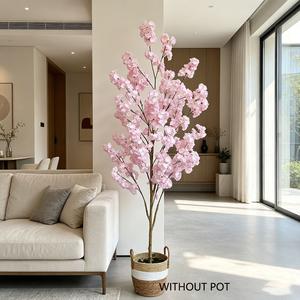 Árbol artificial de flor de cerezo de 1 pieza, 100–220 cm, estilo moderno y sencillo, decoración realista para el hogar, ideal para interiores, oficina, bodas y fiestas