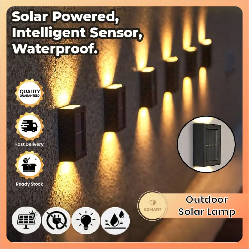 1PC Solar Wall Light LED Fence Lamp Outdoor Garden Patio Pathway Stairs Deck Lamp Villa Balcony Terrace Decor Light Waterproof