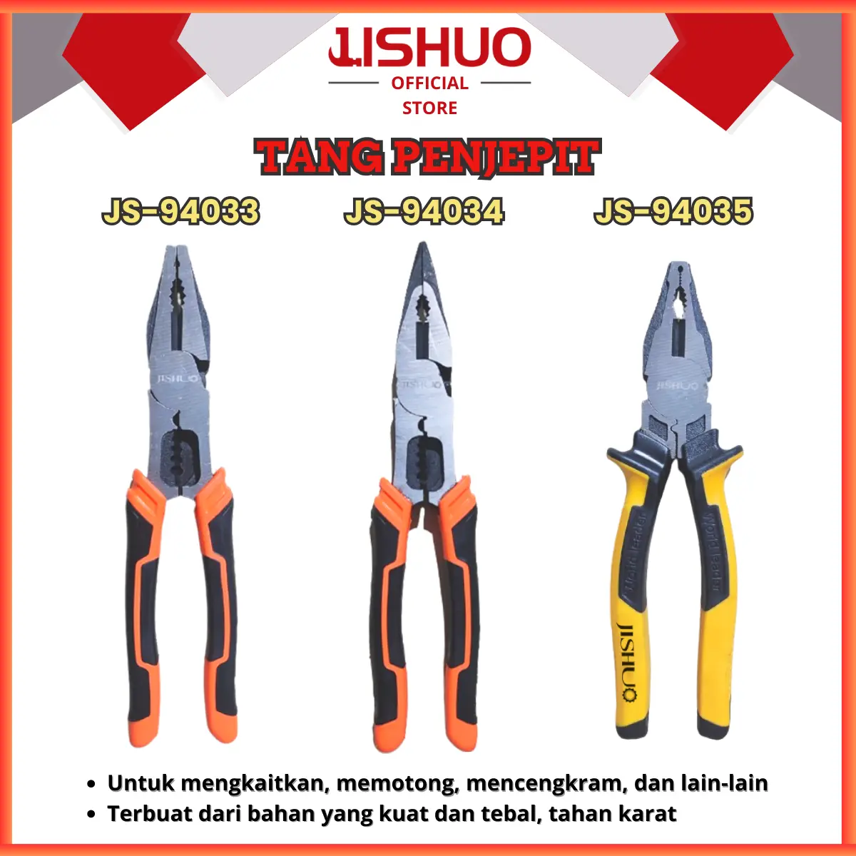 TANG KOMBINASI / TANG MULTIFUNSI / TANG KAWAT 8 & 9 INCH JS-94033 JS-94034 JS-94035