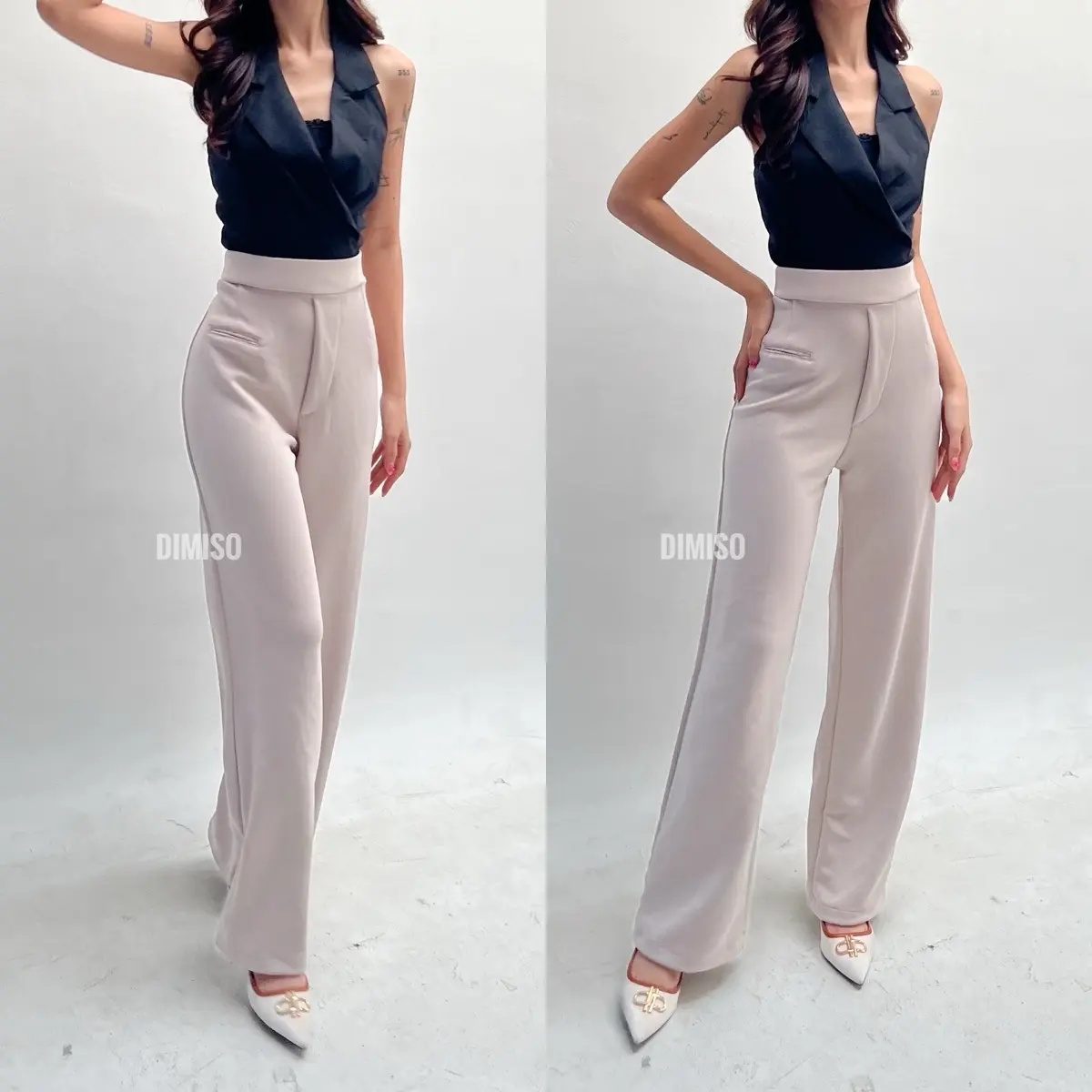 Dimiso - Messy Pants - Loose Pants Scuba Wanita - Celana Anti Kusut - Celana Kulot Wanita - Kulot Scuba Premium - Celana Kantor Formal