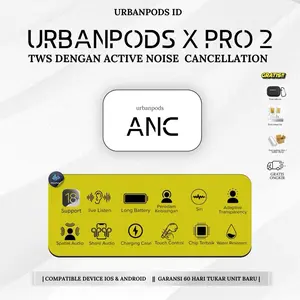 UrbanPods X PRO 2 ANC Type C TWS Earphone Bluetooth Wireless Charging Case Premium