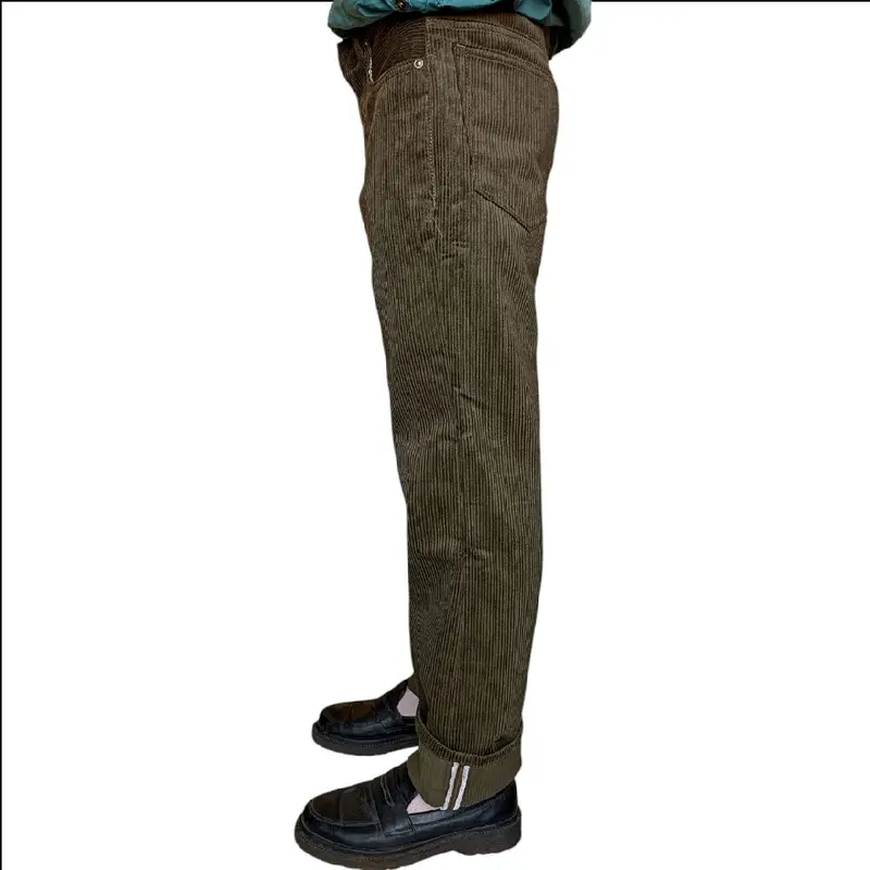 CELANA CORDUROY PANJANG STRECH REGULAR DARK GREY & ARMY [ Motif Selvedge ] 0