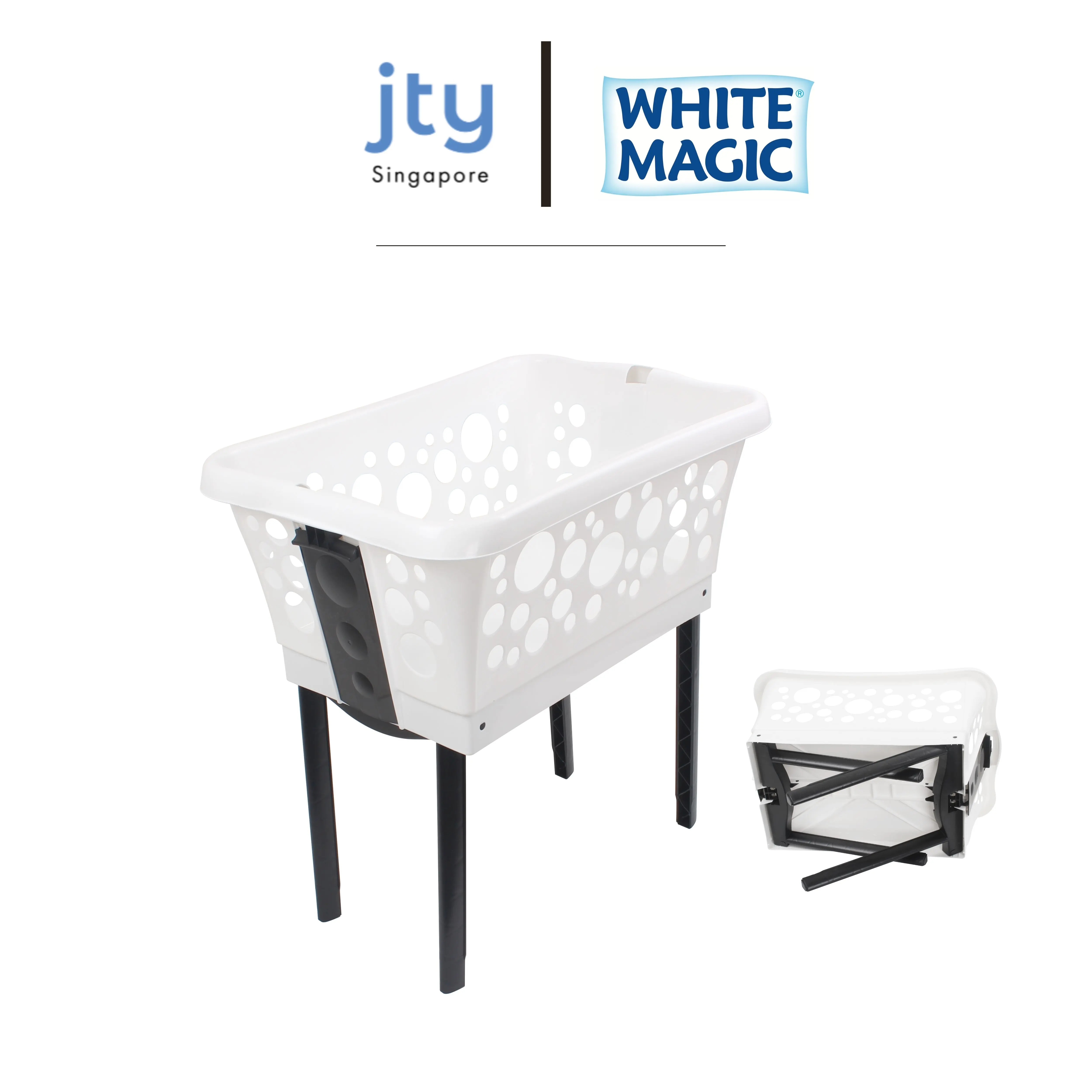 White Magic Laundry Basket on Legs