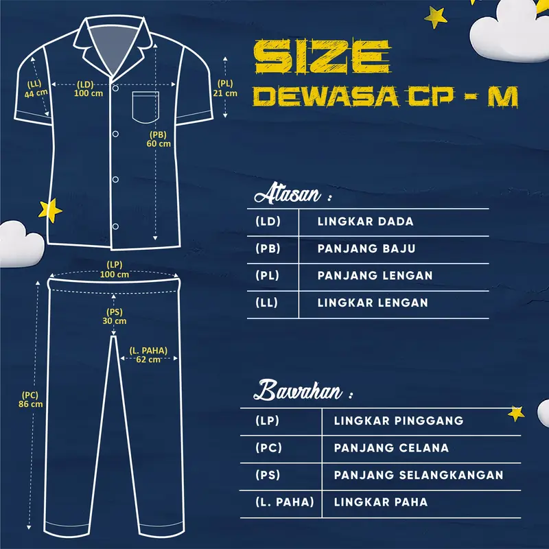 Nyenyak Piyama Dewasa Pria CP ( M, L, XXL ) Bahan Katun Sintetis / Motif Karakter / Setelan Baju Tidur Dewasa Cowok Lengan Pendek Celana Panjang - 5 3
