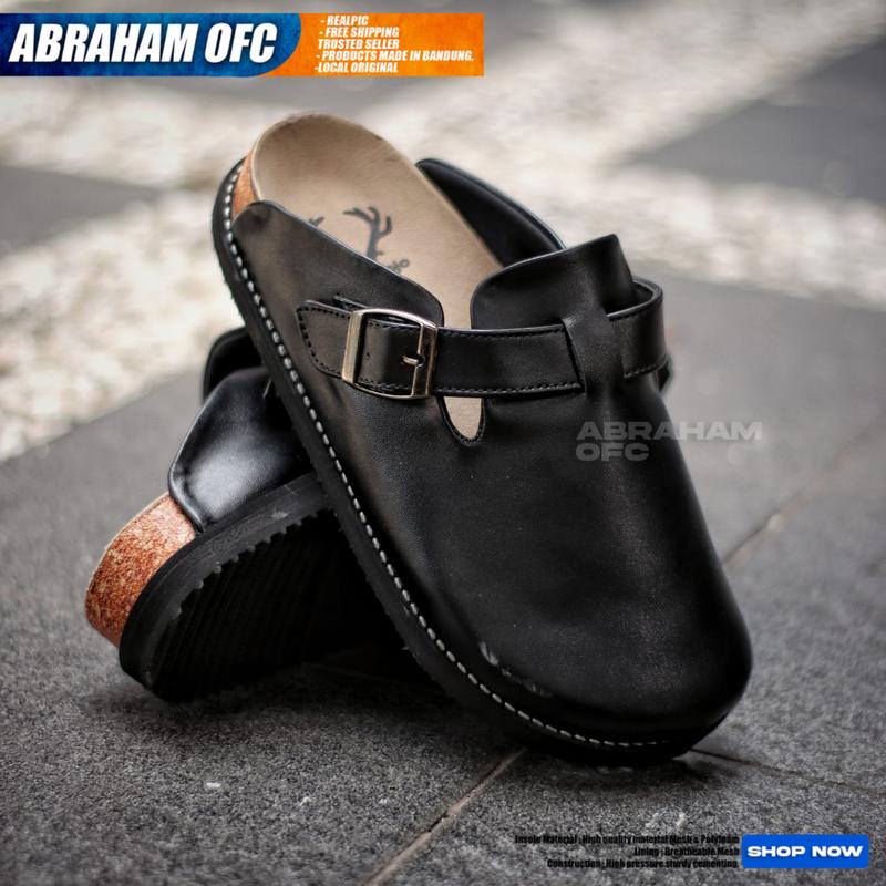 ABRAHAM Sepatu Sandal Slop Pria Boston Sendal Slipper Pria Distro Merah Shoes Karet 1