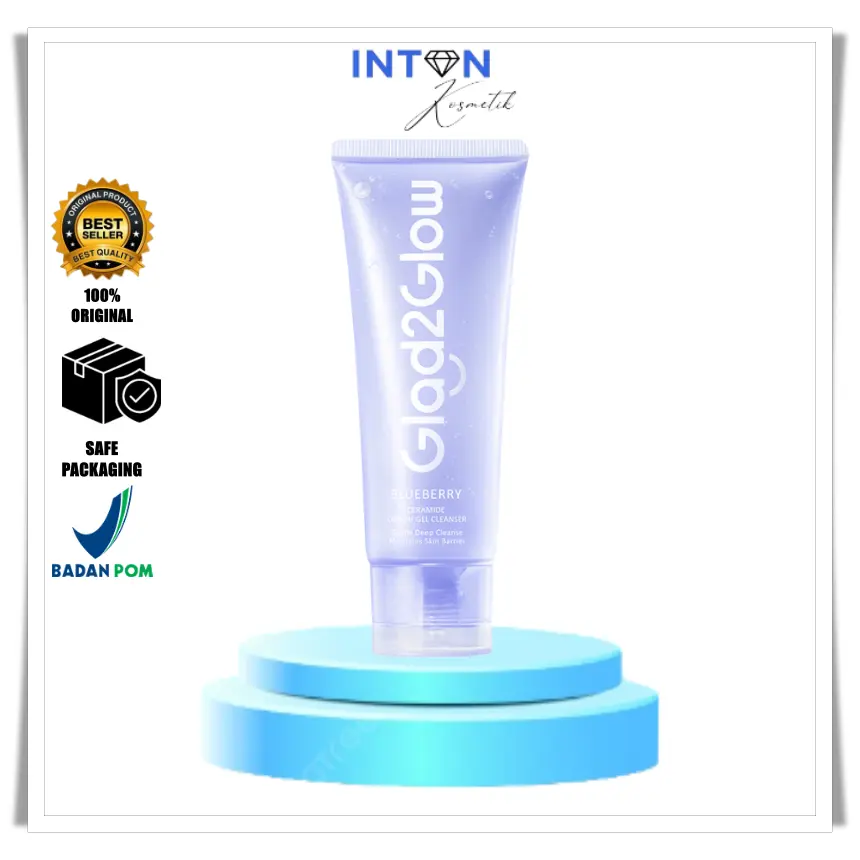 GLAD2GLOW BLUEBERRY CERAMIDE LOW PH GEL CLEANSER 70 ml | Sabun Cuci Wajah Face Facial Wash Mencerahkan