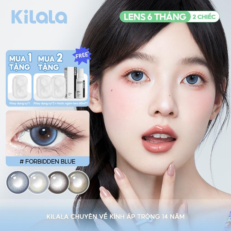 1 cặp Kính áp tròng Kilala lens 6 tháng màu Đen Nâu Xám Lam DIA 14.2-14.5mm độ cận 0-7 màu sắc ảo diệu làm to đôi mắt thu hút ánh nhìn  [Quà tặng miễn phí]