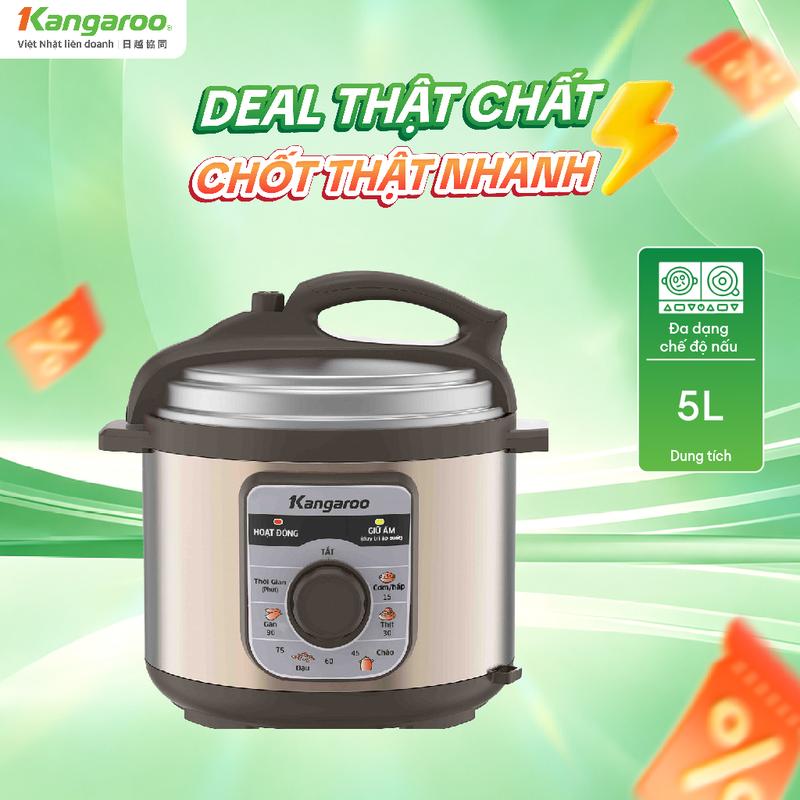 KG5PC1 | Nồi áp suất điện đa năng dung tích 5L Kangaroo, núm vặn cơ, van xả kép,đa chức năng nấu