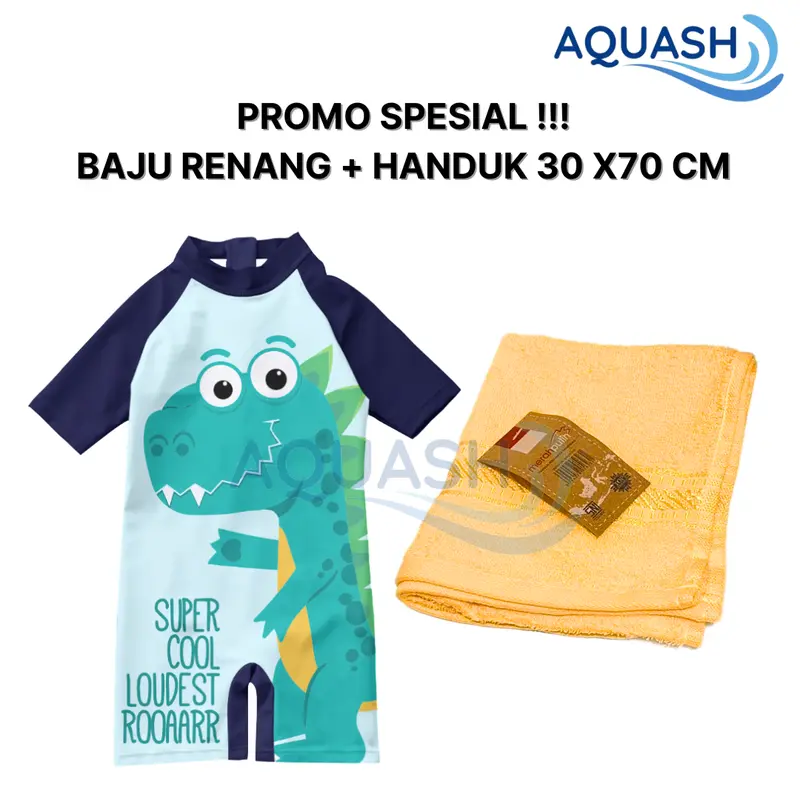 Paket Hemat Baju Renang Anak Laki-Laki Usia 3-10 Tahun dan Handuk Merah Putih 1