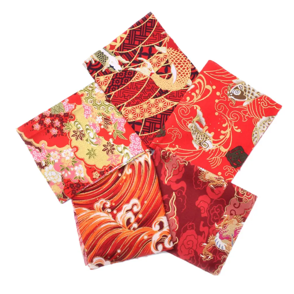5 Pieces Japanese Fabric Cotton for Patchwork Quilting Crafts Bags Bedding 20x25cm Colorful Cotton Patchwork Sewing Quilt Fabrics Bundle Clothing Quilts Materials
