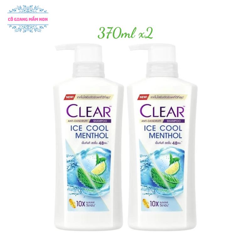   Combo 2 chai  Dầu gội Clear Bạc Hà Dưỡng Tóc Chăm Sóc Tóc 370ml- Thái Lan 