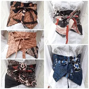 Obi Belt Batik Gesper Motif Batik Obi Belt Modern Ikat Pinggang Wanita Kekinian Aksesoris Fashion Kebaya Murah