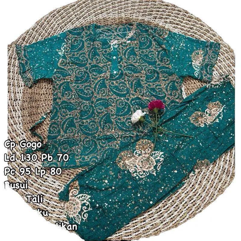 Setelan Cp Gogo Ld 130 Lengan Pendek Saqueena Batik Baju Busui Celana Kancing Motif Rayon Wanita Panjang Piyama Tidur 0