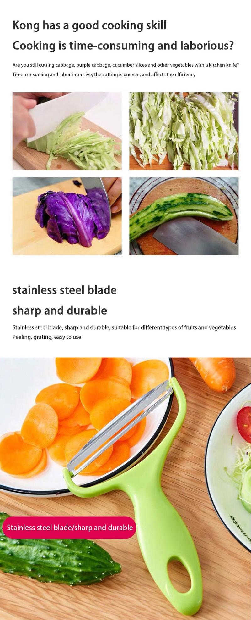 Product Introduction of Peeler Vegetables Fruit Stainless Steel Knife Cabbage Graters Salad Potato Slicer Kitchen Accessories Shredder Utensils 1