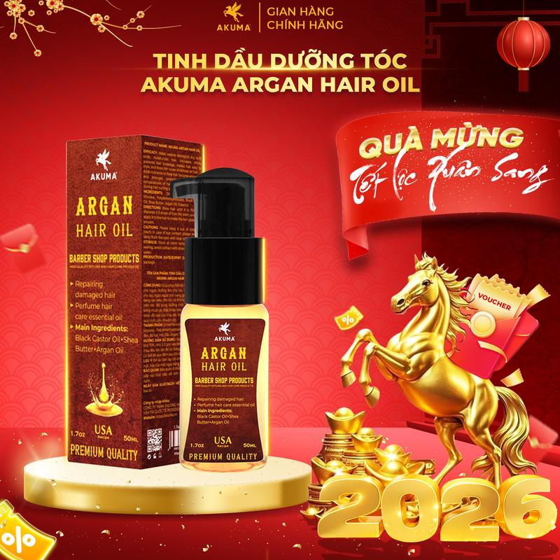   ĐỘC QUYỀN LIVE  Tinh dầu dưỡng tóc AKUMA Argan Hair Oil 50ml giúp tóc chắc khỏe bóng mượt. Cả Nam và Nữ Women 