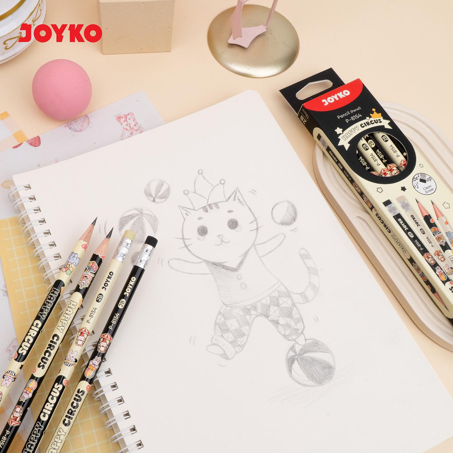 JOYKO Pencil Pensil P-8154 2B 1 Box 12 Pcs Happy Circus