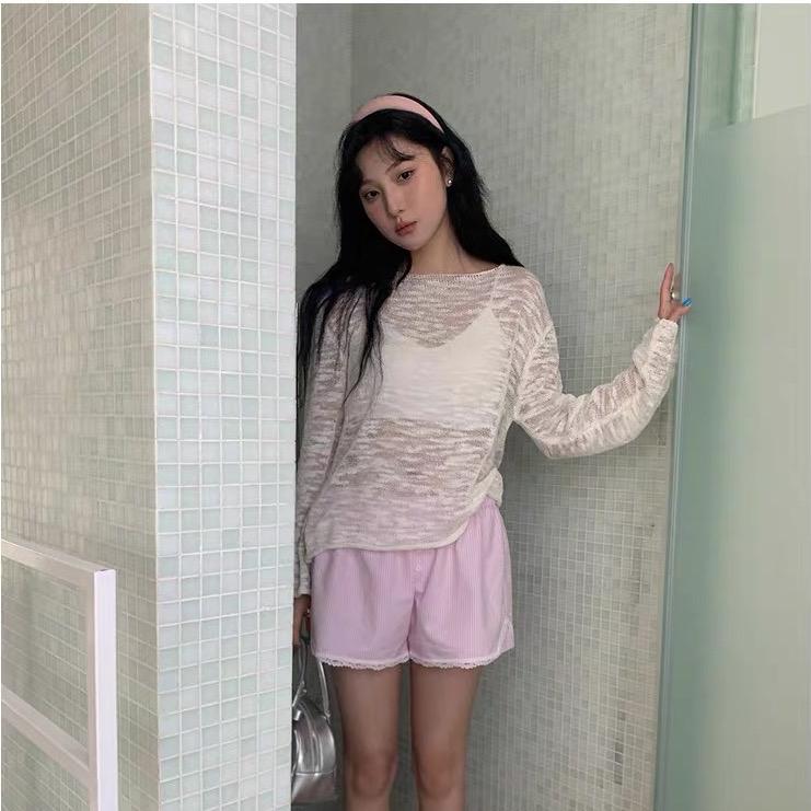 Korean Hollow Out Long Sleeve Knit Top 6