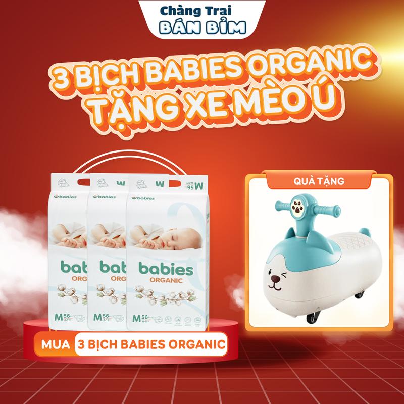   COMBO 3 + XE CHÒI TO  Mua 3 Bịch Tã Bỉm BABIES ORGANIC mềm mịn siêu thấm hút + Tặng Xe Mèo Ú  UMOO  Ô TÔ - *BO-3* 