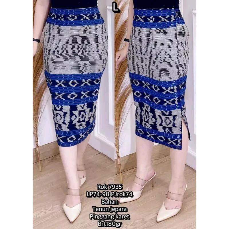 ROK PENDEK SPAN TENUN WANITA ETNICK MOTIF BELAHAN SAMPING 4