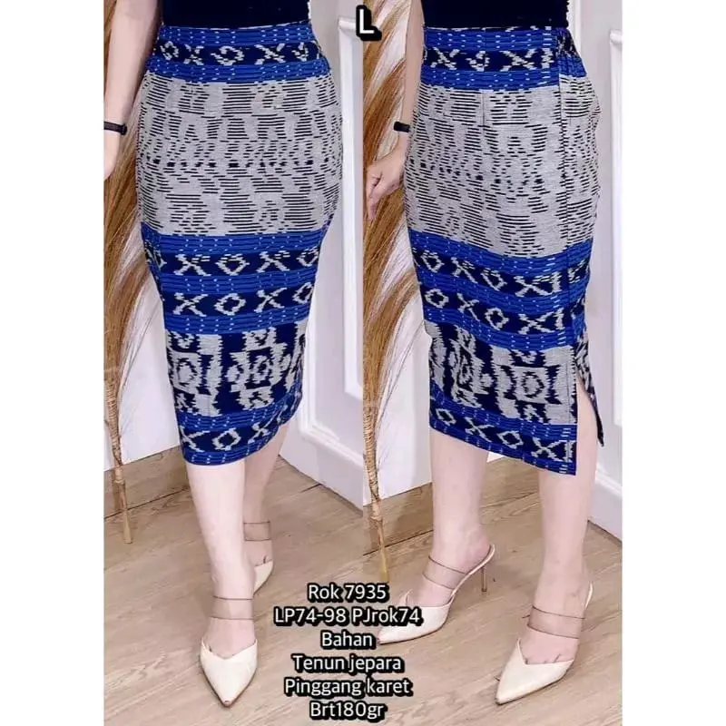 ROK PENDEK SPAN TENUN WANITA ETNICK MOTIF BELAHAN SAMPING 4