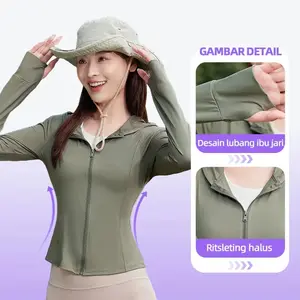 Jaket Anti UVWanita UPF50+ BahanAdem Ringan Lentur Cocok Buat vogging HikingTraveling Melindungi Kulitmu Dari Sinar MataharBikin Kamu Tetap Stylish & Nyaman SeharianOutdoor