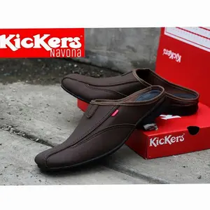 Sepatu sendal selop pria sandal selop bustong kickers slip on casual formal pantofel bahan kulit p.u | best seller