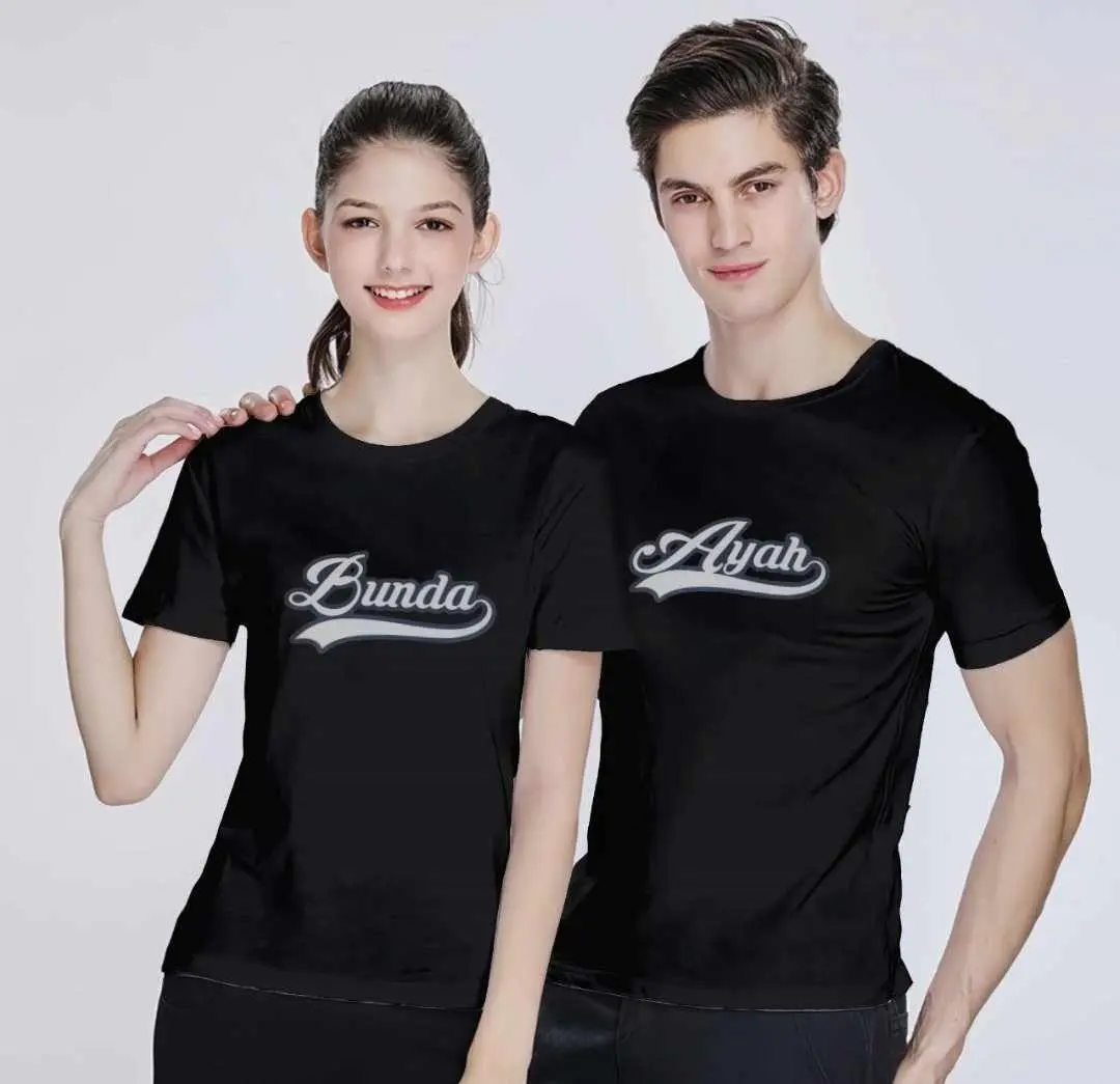 (HARGA SUDAH DAPAT 2 BAJU)Kaos Couple AYAH BUNDA Lengan Pendek Bahan Katun Soft Sablon Printing Digital DTF cowok Cewek Pasangan Oblong Distro Dewasa Wanita Panjang