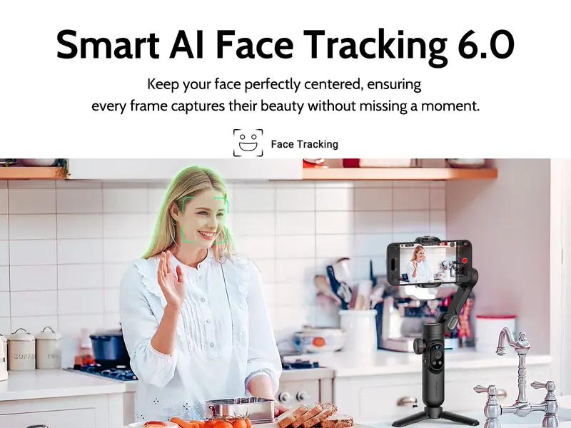 Product Introduction of AOCHUAN Gimbal Stabilizer for Smartphone, 3-Axis iPhone Gimbal, Portable Gimbal w/OLED Display for iPhone/Andriod, Gimbal stabilizer, Phone Gimbal stand with Face/Object Tracking for Tiktok Youtube, long-short video, Vlog-Smart X Pro black 8