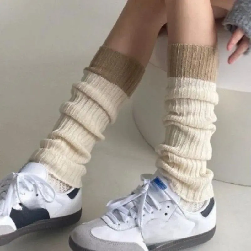 Tất Giữ Ấm Chân JK Lolita, Hàng Mới Về, Tất Dài Che Chân Dệt Kim Mùa Thu Đông Cho Nữ, Tất Đan Móc Phong Cách Punk Gothic Y2K Màu Trắng, Còng Bốt
