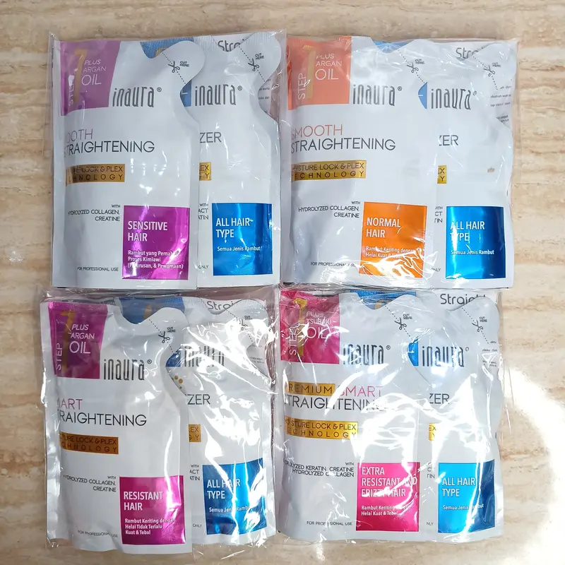 Inaura Magic Straight Smoothing Keratin System (Sekali Pakai) 2X130 gr Obat Pelurus Rambut Untuk Penggunaan Professional WAJIB CATOK & BACA CARA PEMAKAIAN 0