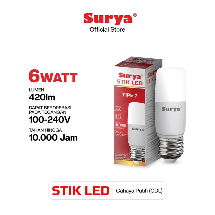 Gambar Surya Lampu Bohlam LED Stik Tipe7 6 Watt Cahaya Putih dari Surya Lighting Shop Kab. Tangerang Tokopedia