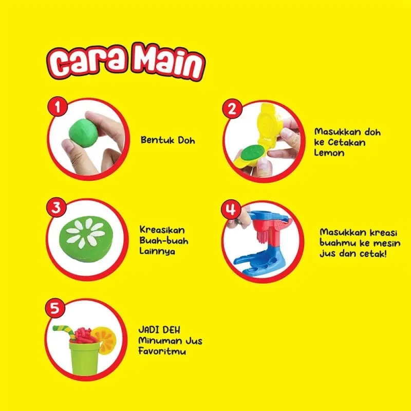 [COD] FUNDOH JUICER MINI MAINAN ANAK SATU SET CETAKAN JUS BUAH PERAS MAINAN ANAK PLASTISIN MALAM CLAY KREATIF 5