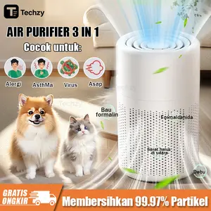 Techzy  Air purifier Pembersih Udara Rumah dan Kantor Kecil Penghilang Air Purifier HEPA Filter Penyaring Udara Ruangan CADR Tinggi UV-C Anion Pembersih Udara Aman Bayi, Penyaring Udara Kucing untuk Rumah & Kantor