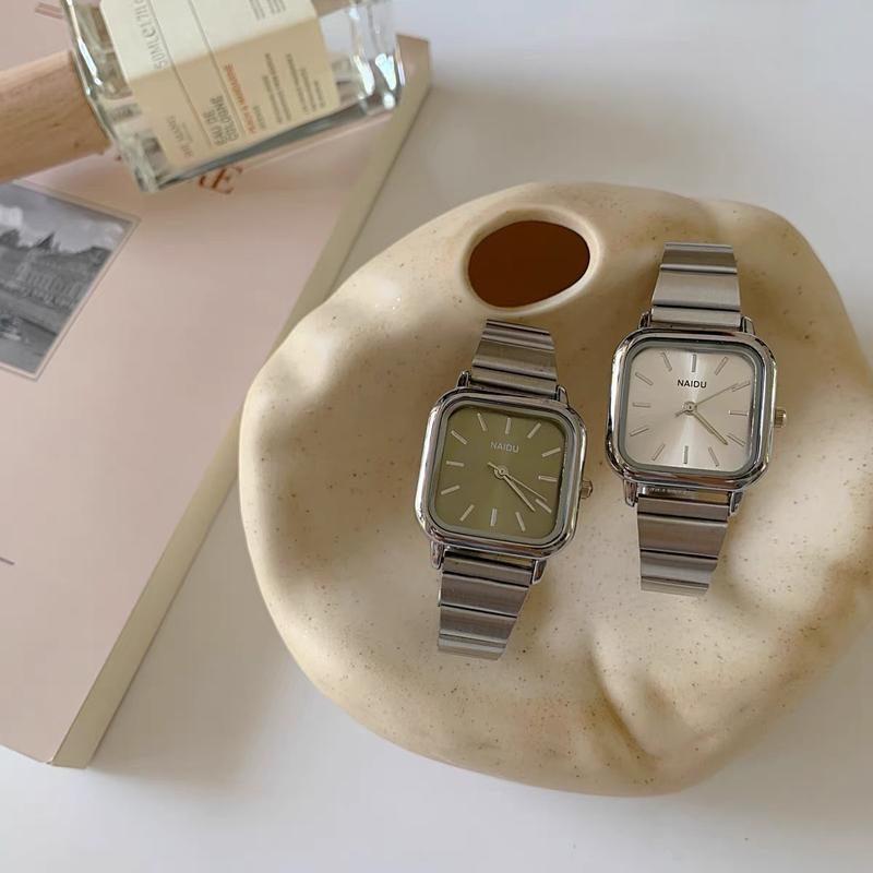 Đồng Hồ Thạch Anh Vuông, SS24, Thời Trang Cổ Điển Mặt Số Nhỏ Dây Đeo Bằng Thép Không Gỉ, Thích Hợp Cho Bé Gái, Học Sinh Và Phụ Nữ, Đồng Hồ Đeo Tay Nữ