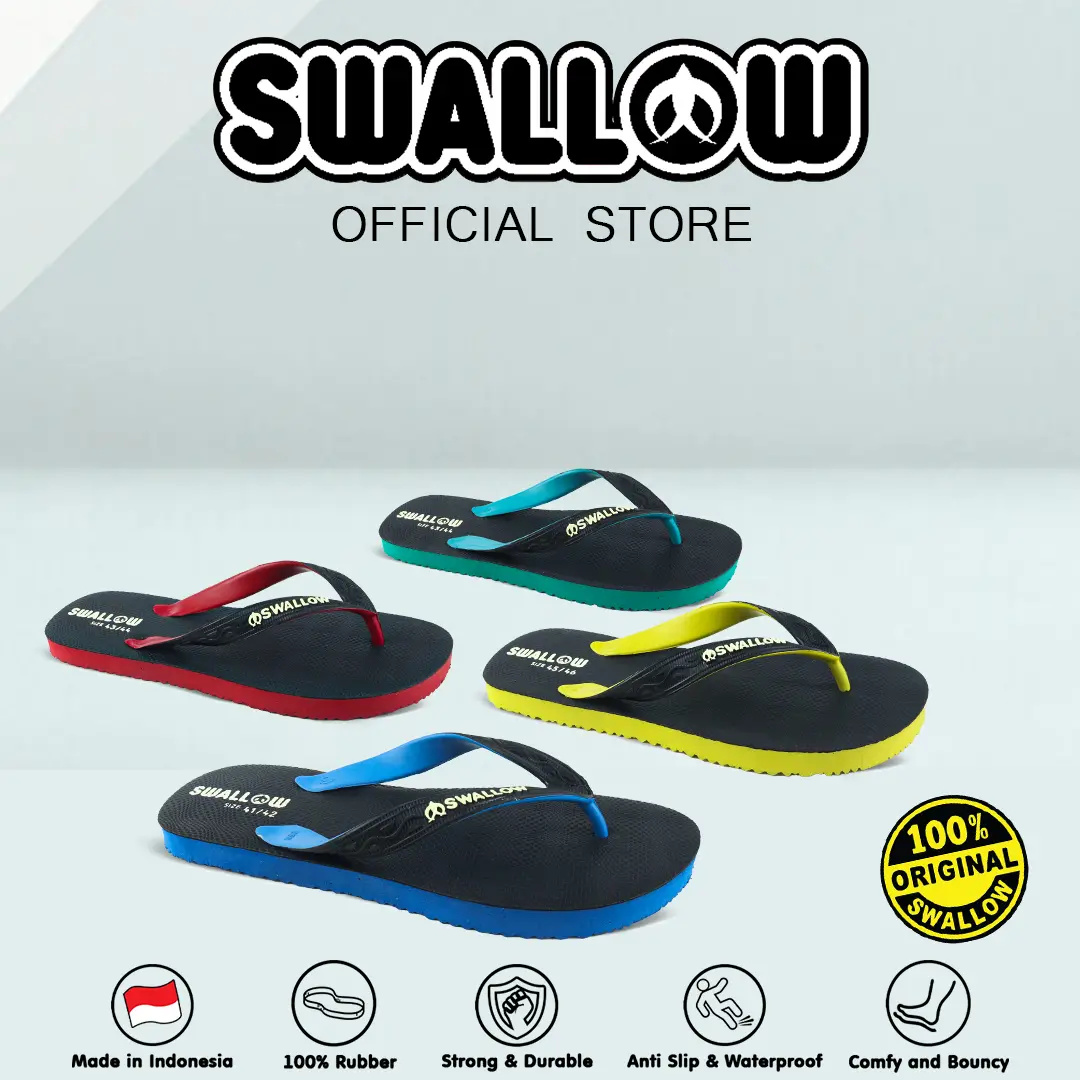 Swallow Sandal Jepit Modern Onyx- Sendal Karet Wanita Pria Anti Selip