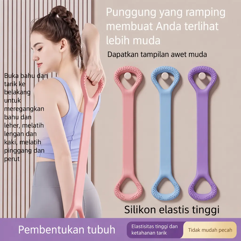 Tali Resistance 8-Shape - Alat Peregangan Bahu & Punggung, Koreksi Postur, untuk Yoga & Fitness