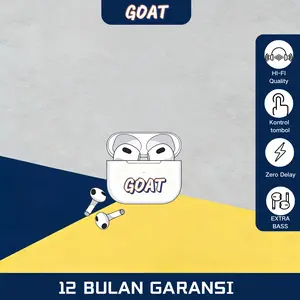 TWS GOAT-Pro Headset Bluetooth Earphone Wireless Charging Kontrol Tombol Zero Delay Extra Bass Hi-Fi Quality Garansi 12 Bulan Earphone Bluetooth In Ear Peredam Kebisingan Mikrofon Bawaan