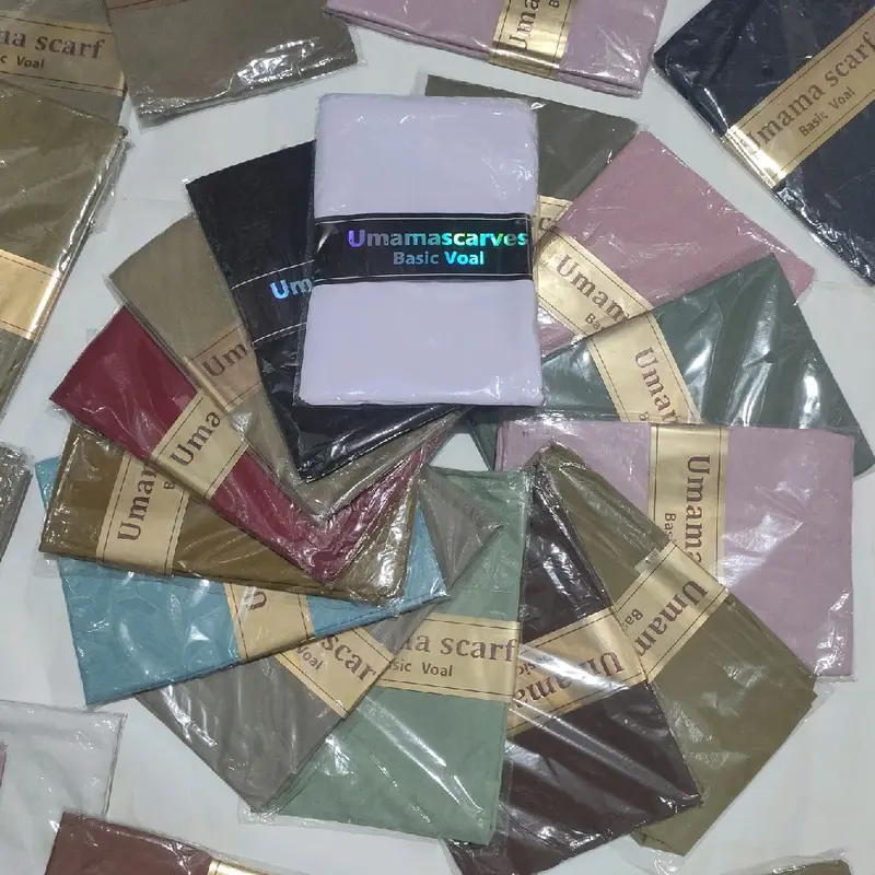 Umama Basic Voal jilbab segi empat 110x110cm Hijab seragam polos bisa GROSIR katun lembut Nyaman Sekolah Muslim kerudung Square 0