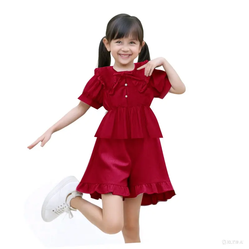 (Laura kids 24)fashion Setelan set Cheryl Anak Perempuan,bahan katun  linen cringkle premium.bahan sesuai yang tertulis. 5