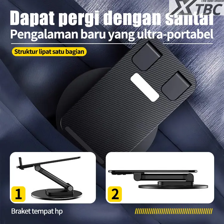 XTBC Dudukan Ponsel Berputar 360° Dudukan Ponsel Tablet Ipad Multifungsi, Dudukan Universal Lipat Portabel, Dudukan Penyangga Aksesoris Handphone Holder Meja Smartphone Telepon Hape 4