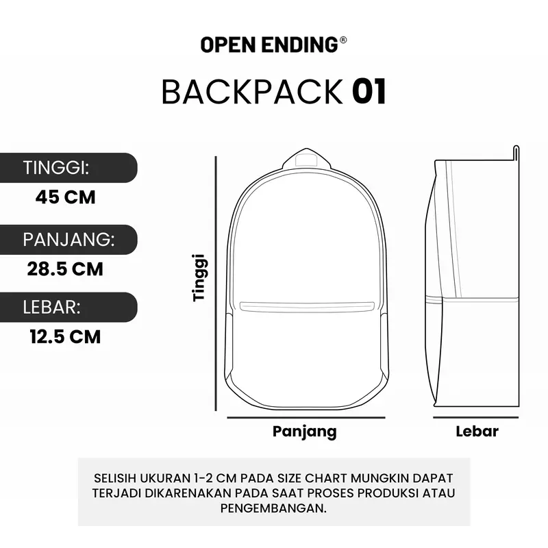 Open Ending Tas Ransel Murah Water Resistant Black [Art.Bp.01-001] 2