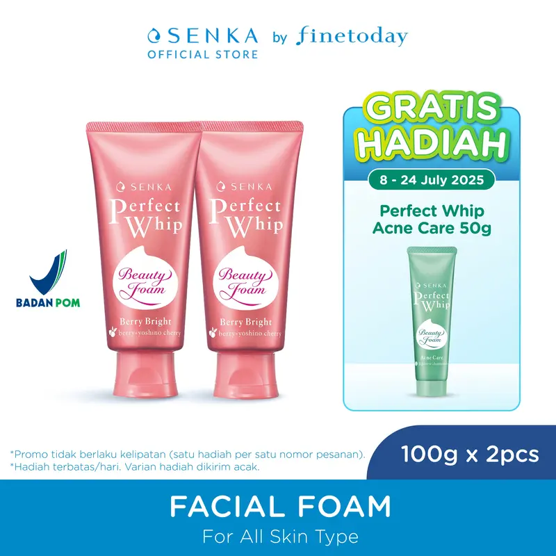 [TWINPACK] SENKA Perfect Whip Berry Bright 100gr - Facial Foam from Japan with Double Hyaluronic Acid untuk Membersihkan Kotoran di Wajah 0